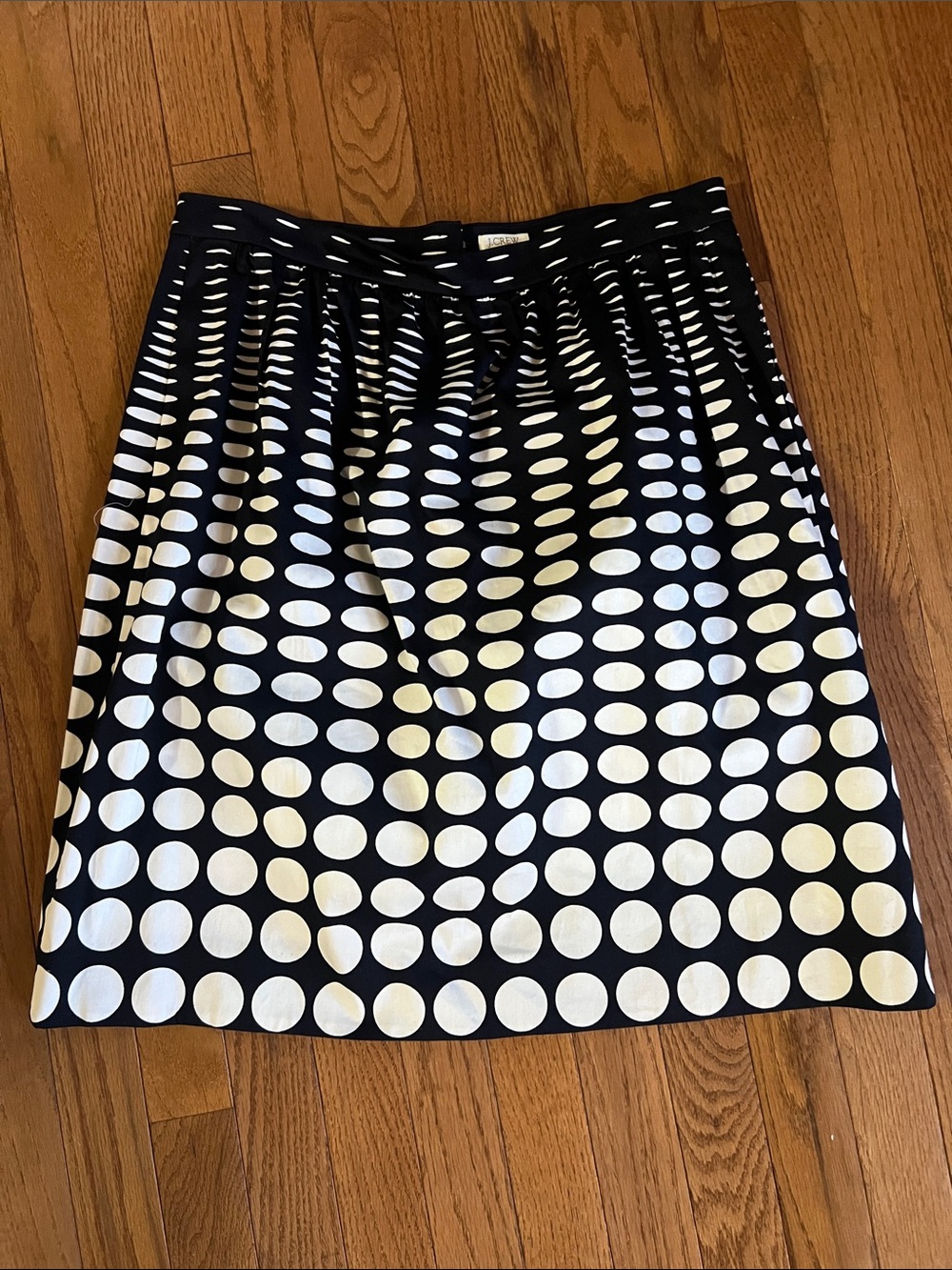 J. Crew Navy Skirt with White Polka Dot A-Line